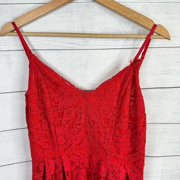 Lulus Womens size XL Royal Treatment Red Lace Midi Skater Dress - Picture 5 of 11